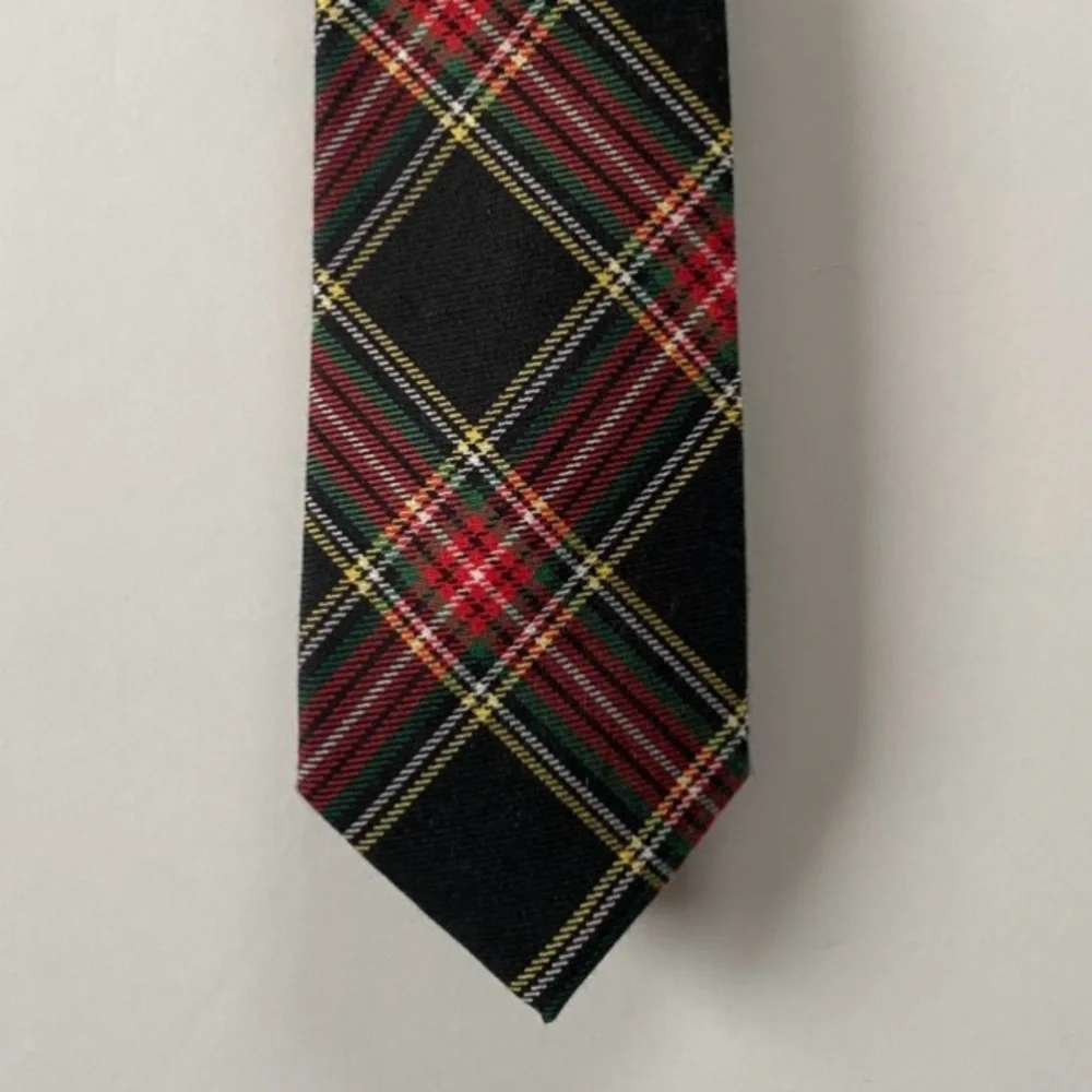 Crewcuts Tie Plaid Size 52” Age 10-17 Boys Preppy Black Green Red EUC Worn 1X